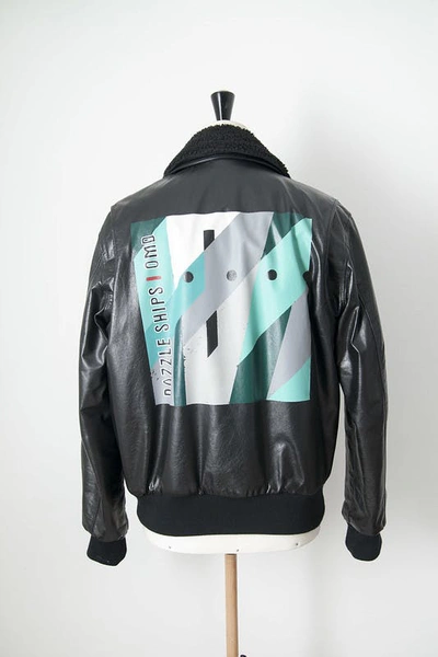 Pre-owned Raf Simons Aw03 Dazzled Ships Leather Bomber Jacket In Black
