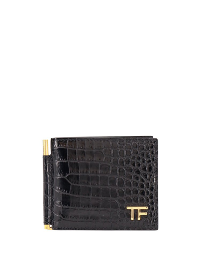 Tom Ford Logo Plaque Embossed Wallet In Black