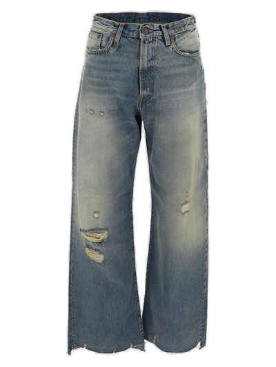 R13 Darcy Loose Jean With Rips In Blue