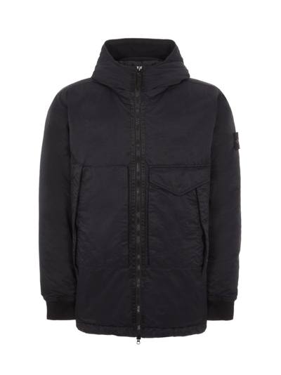 Stone Island Compass Patch Zip In Black