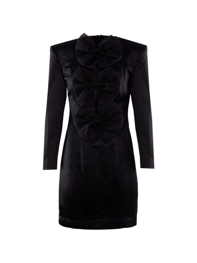Karl Lagerfeld Bow-detail Long-sleeve Minidress In Black