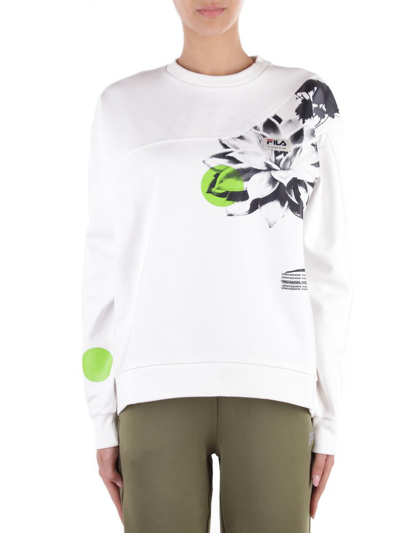 Fila Graphic Printed Crewneck Sweatshirt In White