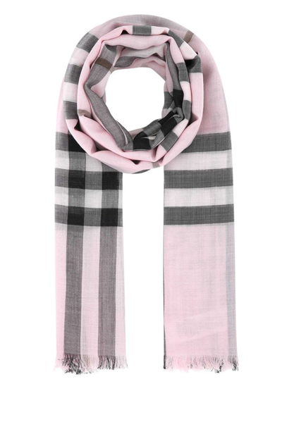 Burberry Check Detailed Frayed Edge Scarf In Multi