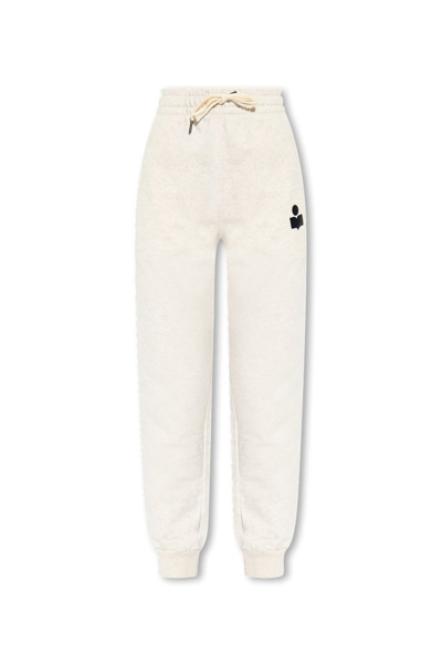 Isabel Marant Étoile Malona Logo Embroidered Track Pants In Beige