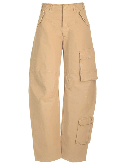 Darkpark Rosalind Camel Cotton Cargo Trousers In Brown