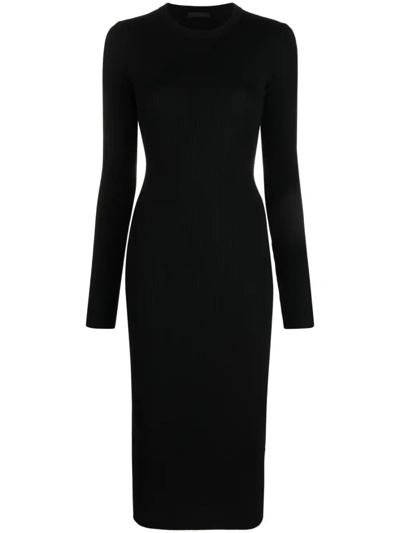Wardrobe.nyc Ribbed Long Sleeve Dress In Black