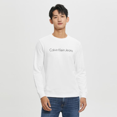 Calvin Klein Ck Jeans春秋男士时尚简约撞色印花舒适圆领针织卫衣j319914 In White