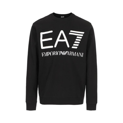 Ea7 Logo-print Cotton Sweatshirt In Black