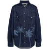 Alanui Embroidered Design Denim Shirt Cuffs In Blue