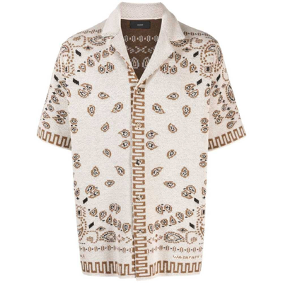 Alanui Patterned Intarsia-knit Cotton Shirt In Beige