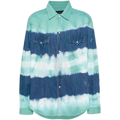 Alanui Tie-dye Print Cotton Shirt In Blue