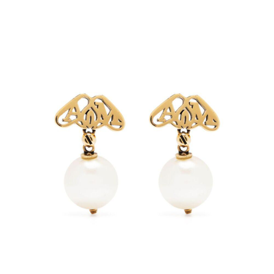 Alexander Mcqueen Logo-engraved Drop Earrings In Gold