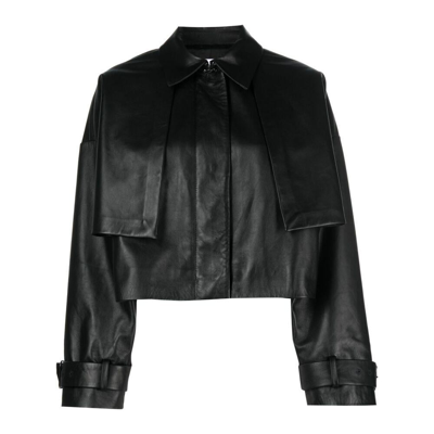 Calvin Klein Leather Outerwears In Black