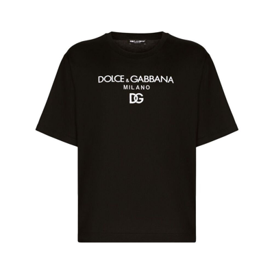 Dolce & Gabbana Dg Logo Print Black T-shirt In Nero