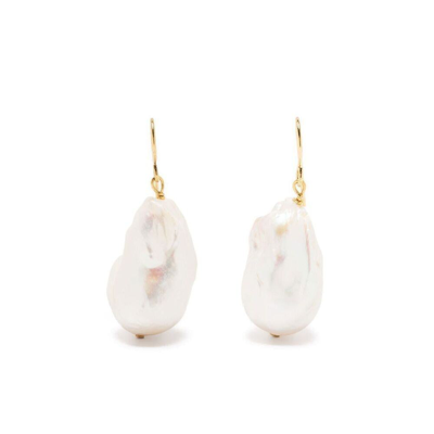 Jil Sander Grainy Earrings In Gold,white