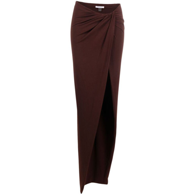 Laquan Smith Draped Maxi Skirt In Brown