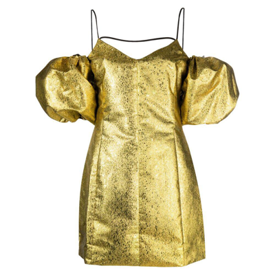 Stine Goya Brera Puff-sleeves Minidress In Gold