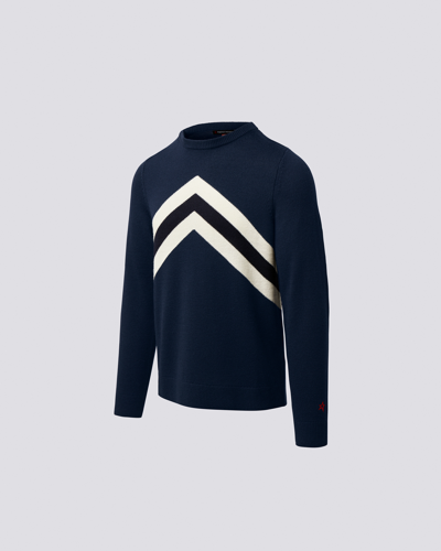 Perfect Moment Men's Chevron Stripe Crewneck Sweater In Navy