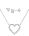 GIANI BERNINI 2-PC. SET CUBIC ZIRCONIA OPEN HEART PENDANT NECKLACE & HEART STUD EARRINGS IN STERLING SILVER, CREAT