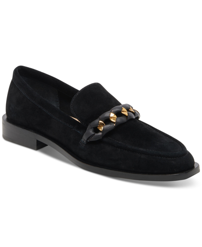 Dolce Vita Women's Sallie Slip On Embellished Loafer Flats In Onyx Suede
