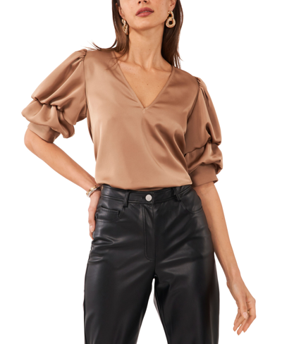 1.state Women's Tiered Bubble-sleeve V-neck Blouse In Amphora