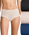 Hanes Women's 3-pk. Light Period Brief Underwear 40fdl3 In Black,gloss,in The Navy
