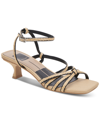 Dolce Vita Bev Braid Womens Adjustable Leather Heels In Black,natural Raffia