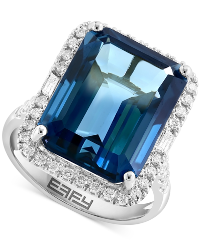 Effy Collection Effy Amethyst (10-3/4 Ct. T.w.) & Diamond (3/8 Ct. T.w.) Halo Ring In 14k Gold (also Available In Ci In London Blue Topaz,white Gold