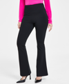 Inc International Concepts Womens High Rise Ponte Flare Hem Pants P Xs Xxl Created For Macys In Deep Black