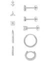 Giani Bernini 5-pc. Set Cubic Zirconia Stud & Hoop Earrings In Sterling Silver, Created For Macy's In Sterling Silver