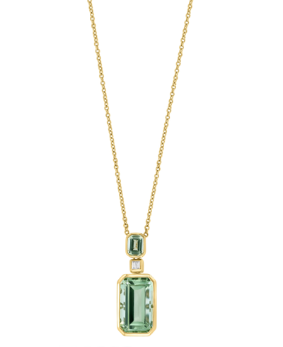 Effy Collection Effy Green Quartz (6 Ct. T.w.) & Diamond Accent 18" Pendant Necklace In 14k Gold In Yellow Gold