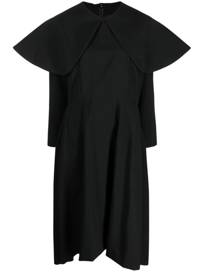 Comme Des Garçons Long-sleeved Midi Dress In Black