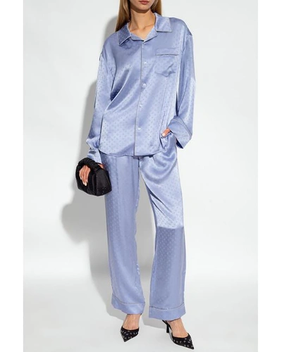 Alexander Wang Logo-embroidered Silk-jacquard Shirt In Purple