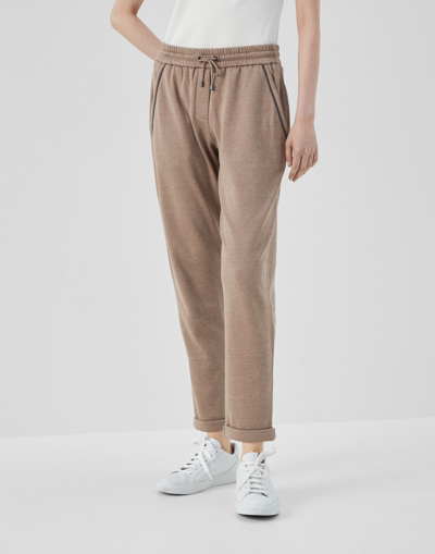 Brunello Cucinelli Turn-up Track Pants In Nude