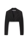 Alexander Wang Tuxedo Cropped Blazer With Logo Embroidery Black