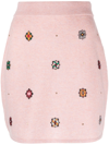 BARRIE BARRIE FLORAL-MOTIF CASHMERE-COTTON STRAIGHT SKIRT