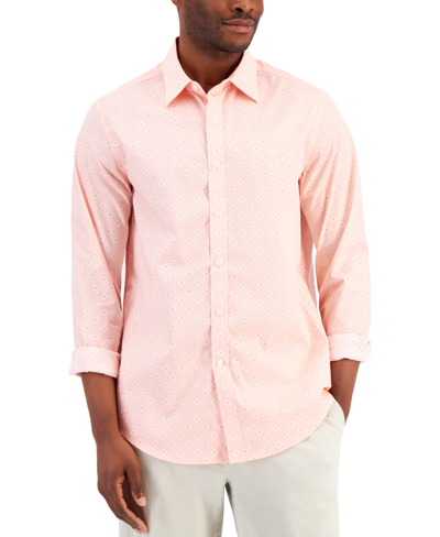 Club Room Men's Refined Petal Print Woven Long-sleeve Button-up Shirt, Created For Macy's In Ash Pink