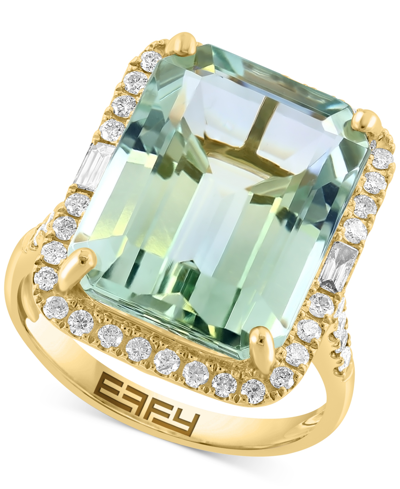 Effy Collection Effy Amethyst (10-3/4 Ct. T.w.) & Diamond (3/8 Ct. T.w.) Halo Ring In 14k Gold (also Available In Ci In Green Quartz