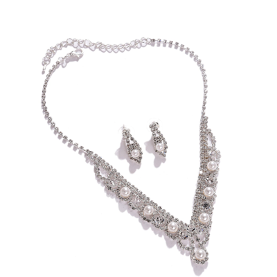 Sohi Silver-plated White Stone-studded Jewellery Set