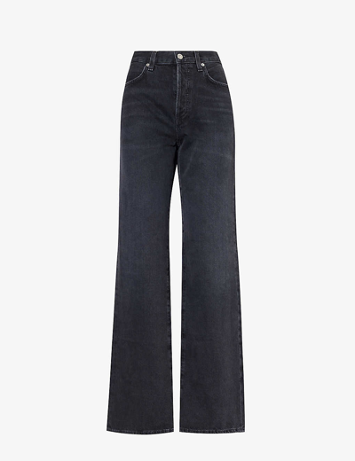 Citizens Of Humanity Womens Prophecy Annina Whiskered Wide-leg High-rise Organic-denim Jeans