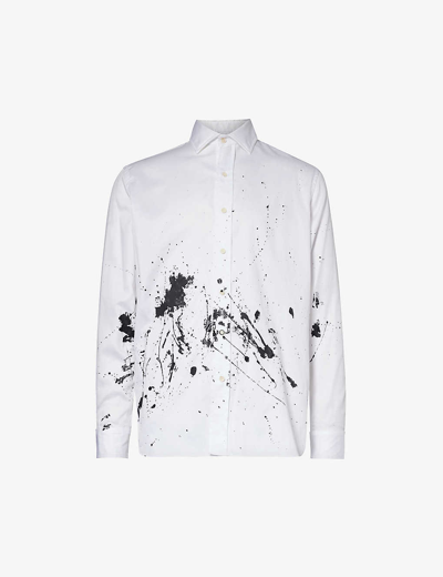 Gallery Dept. Gallery Dept Mens White Collins Paint-splattered Relaxed-fit Cotton-poplin Shirt