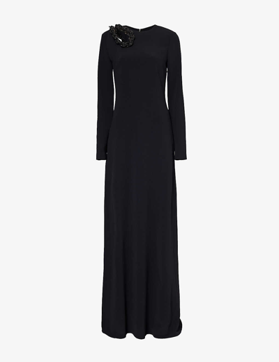 Stella Mccartney Womens Black Embellished Cut-out Stretch-woven Maxi Dress