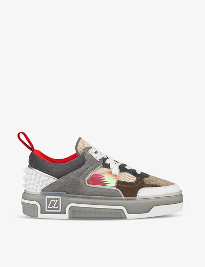 Christian Louboutin Womens Saharienne Astroloubi Donna Panelled Leather And Suede Low-top Trainers