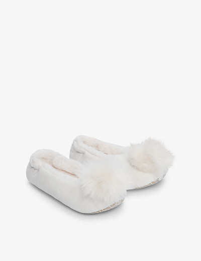 The Little White Company Womens Pink Pom-pom Slip-on Faux-fur Slippers 6 Months-5 Years