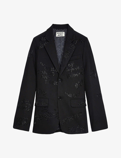 Zadig & Voltaire Unisex Vanille Strass Embellished Blazer In Black