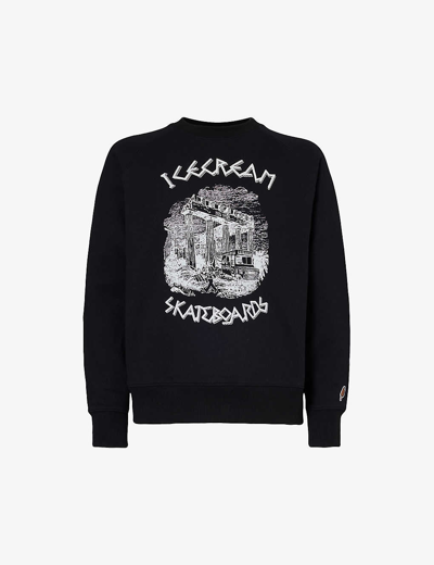 Icecream Mens Black Ancient Graphic-print Cotton-jersey Sweatshirt