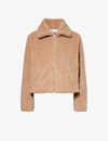 Beyond Yoga Faux Fur Zip Jacket In Camel