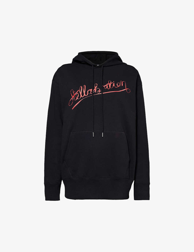 Stella Mccartney Womens Black Logo-print Relaxed-fit Cotton-jersey Hoody