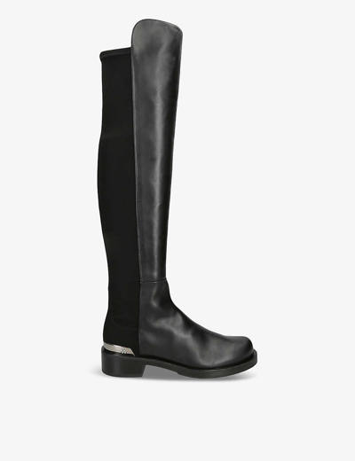 Stuart Weitzman Womens Black 5050 Bold Logo-hardware Leather Boots