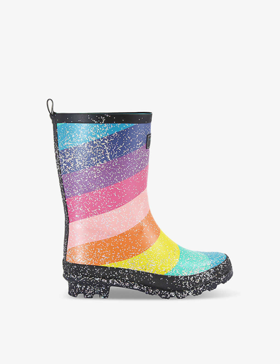 Kurt Geiger Kids' Mini Sleet Rainbow-stripe Rubber Wellington Boots 7-9 Years In Mult/other